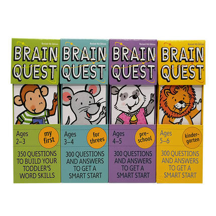 点读版英文BQ问答卡Brain quest学前英语启蒙卡大脑任务4盒