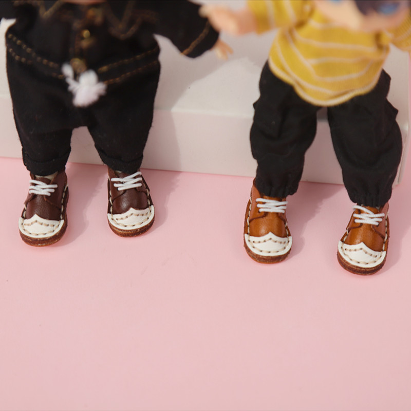 ob11娃鞋 双拼鞋 手工牛皮鞋 holala鞋子 P9素体 GSC 1/12分bjd娃