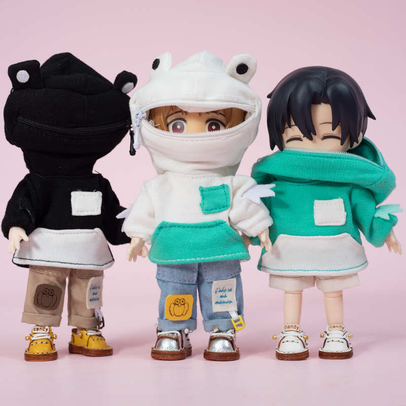 ob11娃衣 休闲宽松青蛙卫衣拼色长袖1/12分bjd娃娃衣服GSC Molly