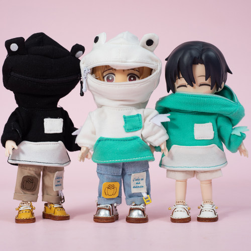 ob11娃衣 休闲宽松青蛙卫衣拼色长袖1/12分bjd娃娃衣服GSC Molly