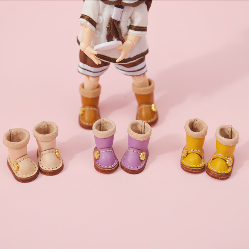 ob11娃鞋 牛皮 熊掌高筒靴 娃衣鞋子 GSC素体 1/12分bjd娃娃body9