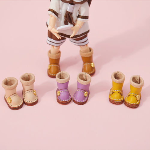 ob11娃鞋 牛皮 熊掌高筒靴 娃衣鞋子 GSC素体 1/12分bjd娃娃body9