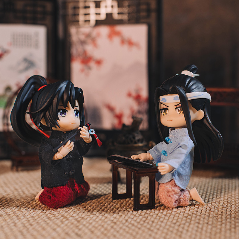 obitsu11衣服 1/12分bjd 娃衣 绿色棉麻盘扣魏无羡 蓝忘机套装