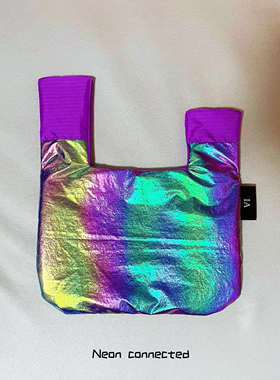 手腕包便当包issy angelica新款霓虹炫彩金属拼色手提袋遛狗钥匙