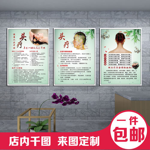 头疗头部保养好处海报广告装饰挂画脑保养宣传kt头疗头部按摩养生