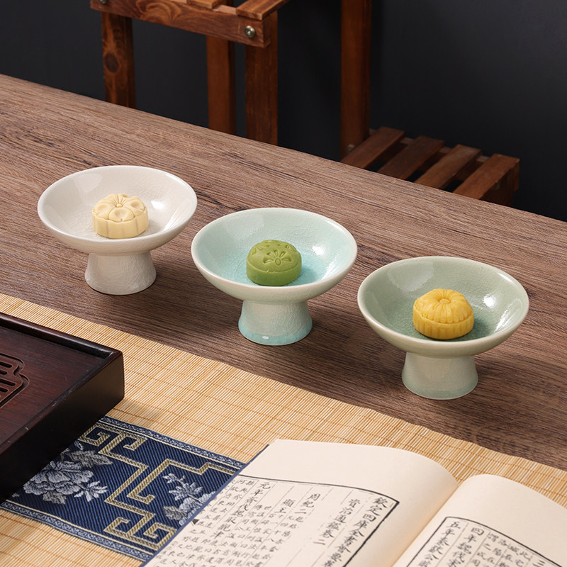 陶瓷点心糕点盘高脚水果盘茶点盘图片