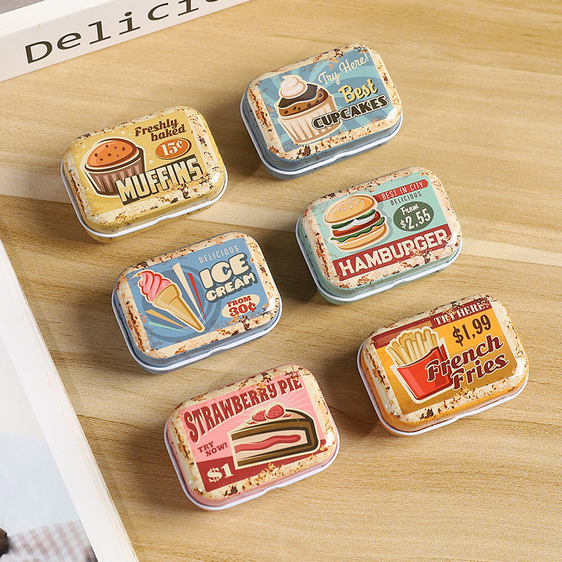 卡通迷你马口铁盒收纳盒糖果盒创意便携翻盖首饰发夹小盒子密封罐