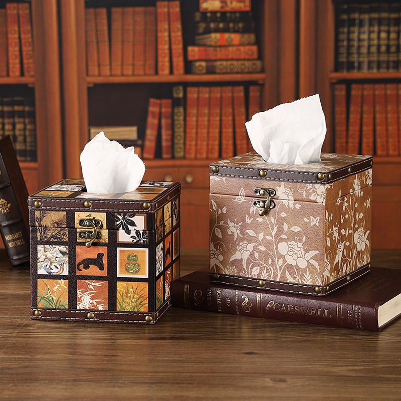 新款方形皮革纸巾盒中古风高级感民宿卷纸抽纸盒客厅桌面餐巾纸盒,收纳整理,纸巾盒,淘宝优惠券,粉丝福利购,淘宝优惠卷