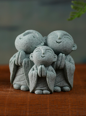 中式青砂石地藏小佛陀摆件桌面茶宠假山微景观造景摆设盆景装饰品