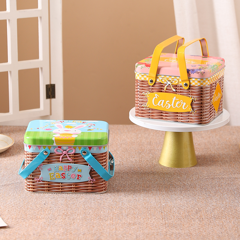 创意卡通手提收纳盒饼干糖果盒零食包装铁盒密封防潮储物盒空礼盒