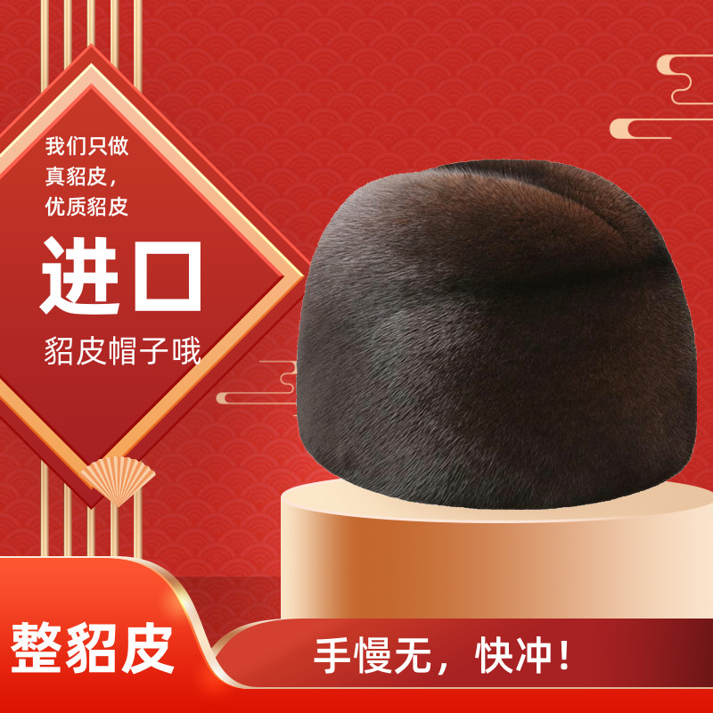 进口水貂皮帽子2025新款貂毛整貂皮草保暖防寒护耳貂毛冬季男帽