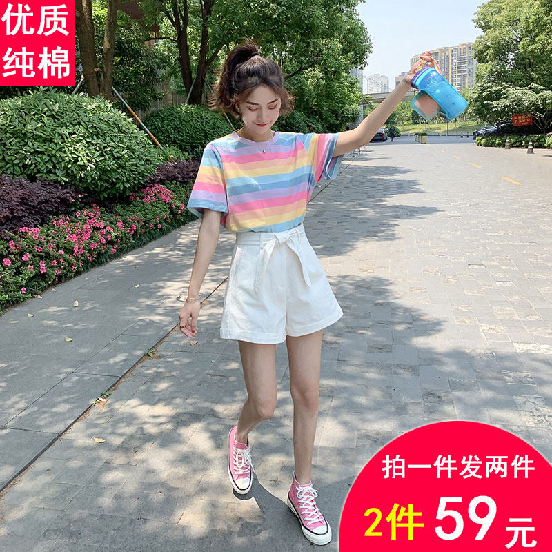 哺乳衣外出夏季母乳衣时尚纯棉潮妈喂奶宽松产后短袖t恤哺乳上衣