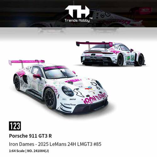 TH 1:64 保时捷铁娘子85# 911GT3R 2025LeMans 24H小比例合金车模