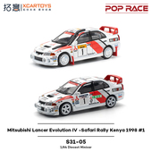 现货拓意1 64三菱EVO4蓝瑟1998年拉力赛冠军车S31 05合金车模