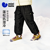 迷你真心绒 迷你巴拉巴拉男童儿童拒水羽绒裤 2025冬三防工装 裤 子