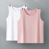胭脂粉白色95棉背心女内搭短款 外穿夏季 宽松2026新款 小吊带坎袖