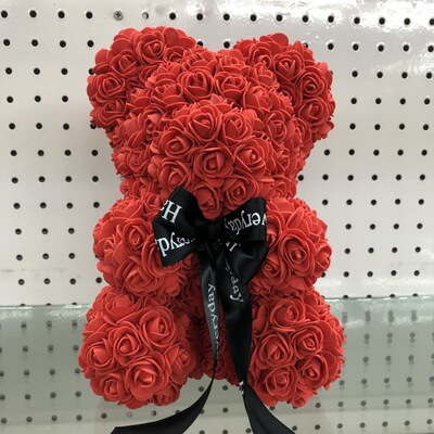 小号25cm玫瑰花熊PE泡沫花熊洋娃