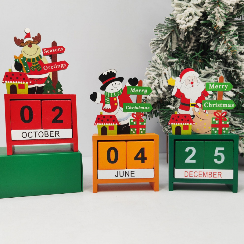 新款圣诞节木质日历倒计时桌面创