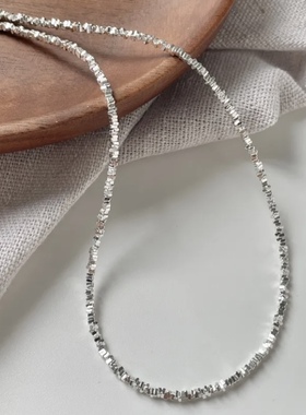 足银999碎银子项链女款轻奢小众设计感锁骨链时尚百搭