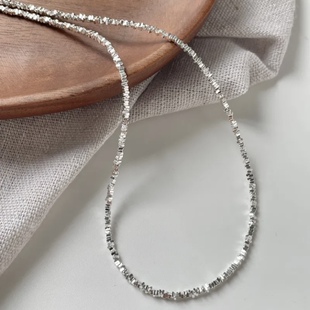 足银999碎银子项链女款轻奢小众设计感锁骨链时尚百搭