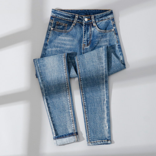 纪绪小脚铅笔裤九分复古高腰