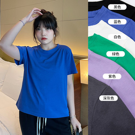 胖妹妹大码纯棉短袖t恤女宽松休闲2025夏季新款遮肚巨显瘦上衣