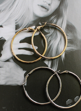 女简约冷淡风气质金属银夸张圆圈耳环