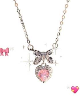 学生甜美爱心女锁骨链小众