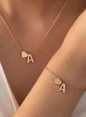 女ins小众合金桃心字母锁