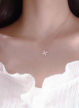幸运4叶草项链女简约钛钢
