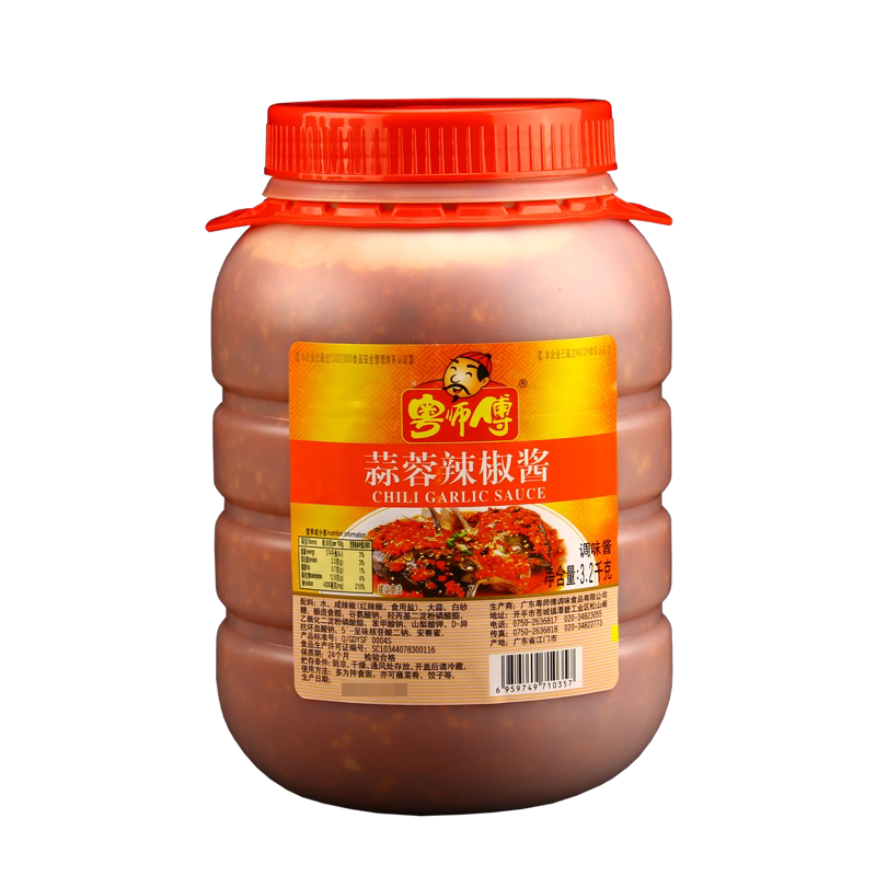 粤师傅蒜蓉辣椒酱3.2/6.5kg海鲜酱柱侯酱排骨酱叉烧酱桂林辣椒酱