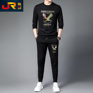 男士春秋季休闲卫衣运动套装高端潮牌搭配帅气一套男装大码两件套