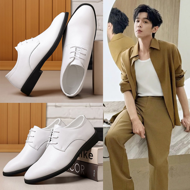 新郎结婚小白鞋配西装结婚鞋
