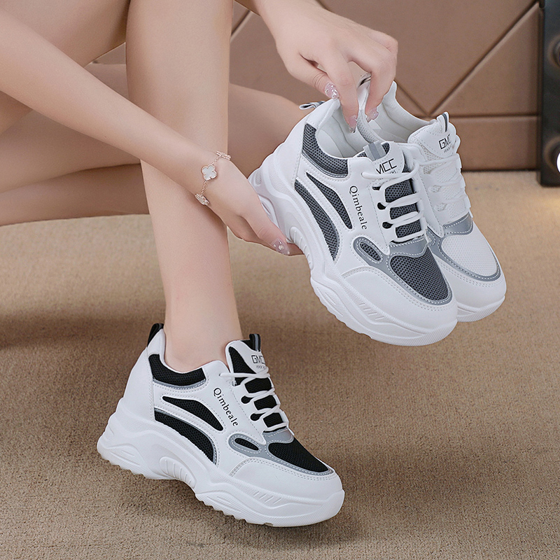 老爹鞋休闲鞋高跟系带坡跟内增高