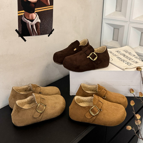 厚底内增高全包加绒勃肯鞋女2025冬季新款一脚蹬豆豆棉鞋子雪地靴