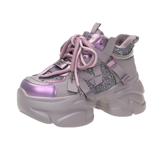 欧洲站老爹鞋女2025新款秋冬季加绒女鞋子百搭厚底松糕休闲运动鞋