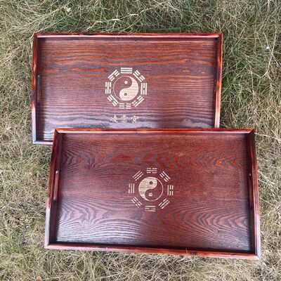 太极八卦木托盘香炉进达九天盘贡盘道场道家用品先天后天长方形大