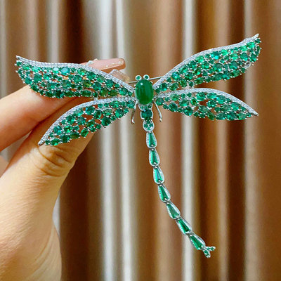 重工时尚微镶满锆蜻蜓胸针