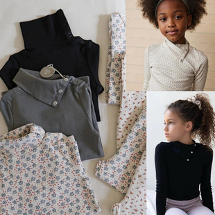 高领两穿打底衫 浪漫家居系列女童女孩女宝宝长袖 sp法式 25秋冬新款