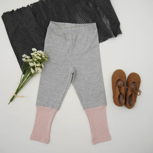 25春秋新 Amber同款男女童宝宝兰精天丝混纺棉柔软百搭拼接打底裤