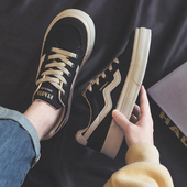 男款 人本帆布鞋 子男青少年运动休闲板鞋 黑色鞋 厚底增高 男2026新款