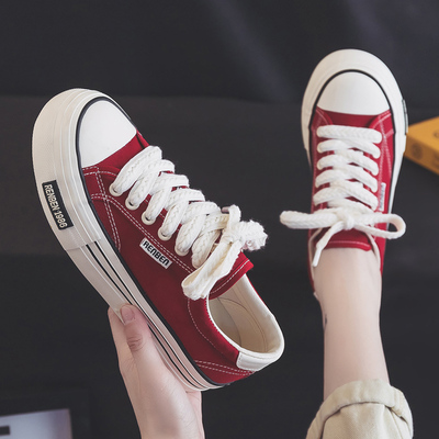 小众增高设计感红色板鞋子百搭