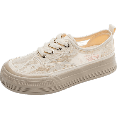 人本圆头网面透气小白鞋