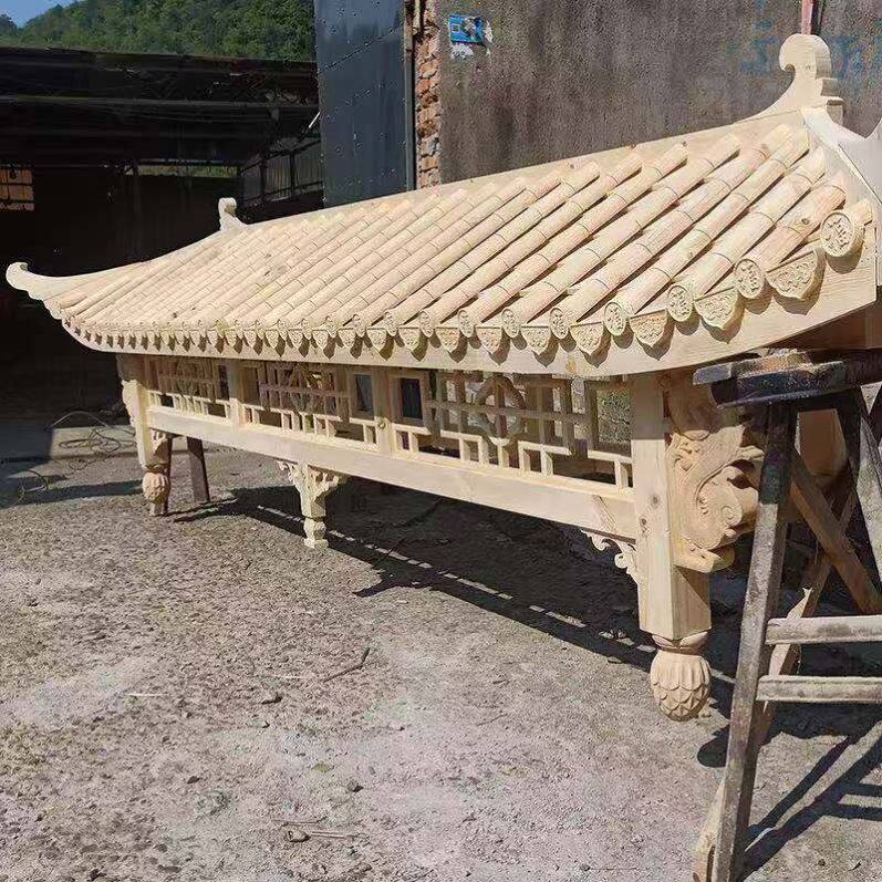 东阳木雕中式仿古实木屋檐假门头古建装饰假飞檐翘角牌匾门楼定制