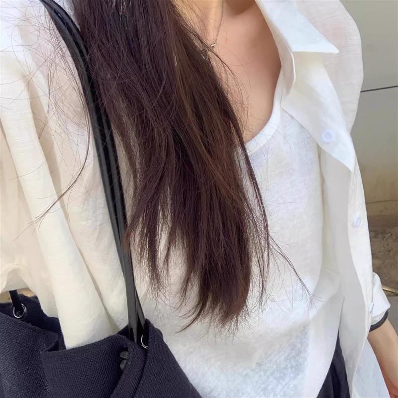 白色轻薄款防晒衬衫女款夏季2025新款气质春夏穿搭感上衣