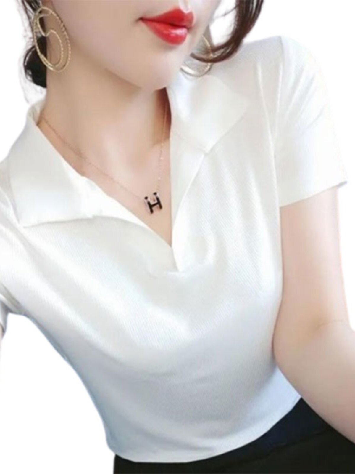 SHORT SLEEVE T-SHIRT WOMENS SUMMER DRESS 2024 NEW CHIFFON FOREIGN STYLE SHIRT FASHION VERSATILE SHIRT PLUS SIZE FAT MM TOP