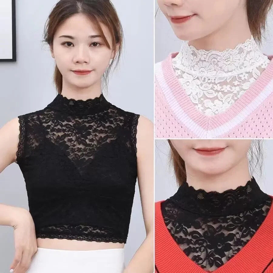 女士衬衫假领子韩版洋派半高领蕾丝打底多功能装饰衣领套花边围脖