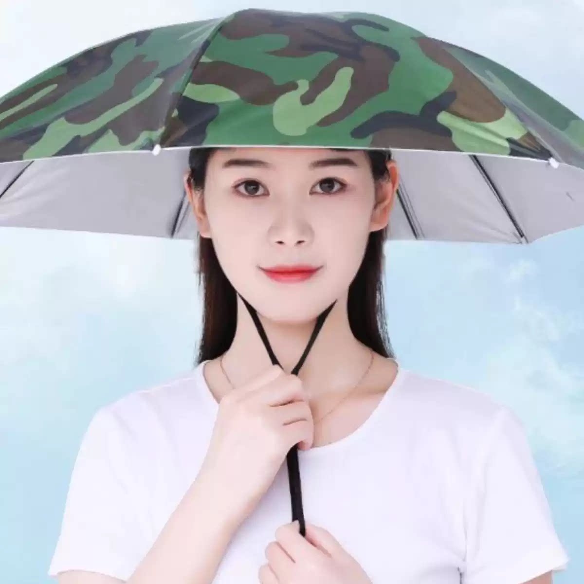 超大伞帽头戴式雨伞遮阳防晒钓鱼伞户外采茶伞防雨斗笠帽子伞折叠