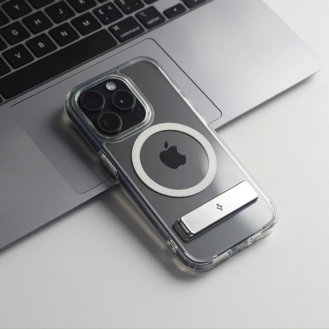 thumbnail for Spigen Mobile Phone Case Is Anti-Fall and Suitable for Apple Iphone17/16/15/14/13/12Promax Transparent Hard Shell Integrated Stand Magsafe Magnetic Protective Case 15/14Plus