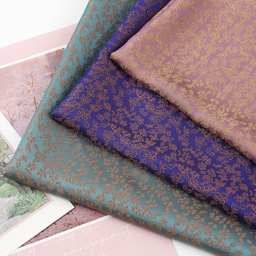 人丝小碎花提花面料  春夏旗袍汉服开衫面料  双色提花面料 现货